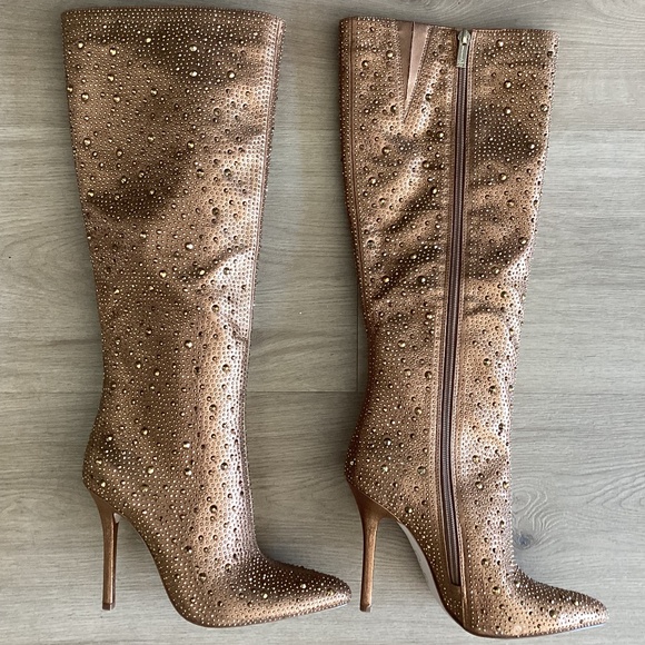 NEW Jessica Simpson Laurel Knee High Heel Boot Rhinestone Embellished 7.5M - Picture 10 of 12